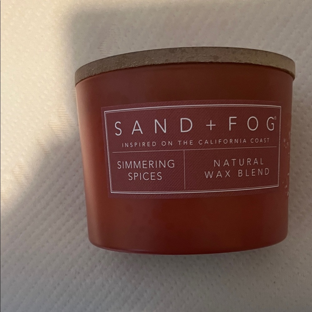 Sand + Fog Simmering Spices Natural Wax Blend Candle - Rust Glass Wood Lid - Picture 2 of 7